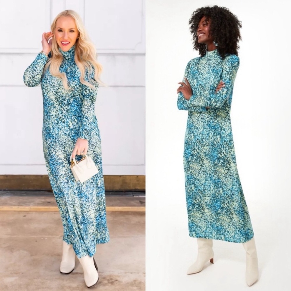 Tuckernuck Blue and Green Splatter Dress